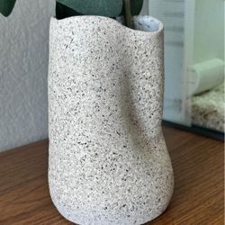 Cream Beige Sandy Textured Formed Aesthetic Vase