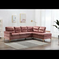 Vogue Velvet Sectional Sofa Pink

