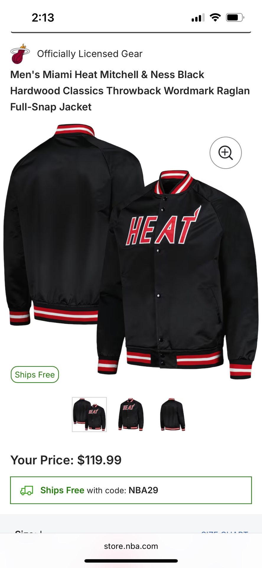 Men’s Miami Heat Mitchell & Ness Full Snap Jacket, Brand new .