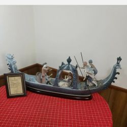 Lladro #1433 Venetian Serenade Large Gondola Boat Super Rare Piece Just Gorgeous