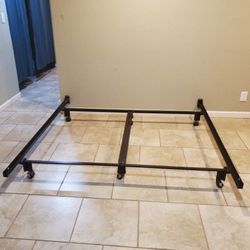 BED FRAME - KING Heavy Duty STEEL With CENTER SUPPORT King Size with 6 Caster Wheels