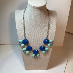 Blue Green Statement Necklace 