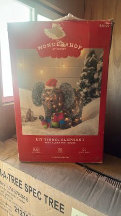 Tinsel elephant With Clear Mini Bulbs 