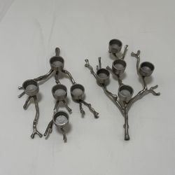 Modern Tree Branch Metal Candle Holders (Set of 2)