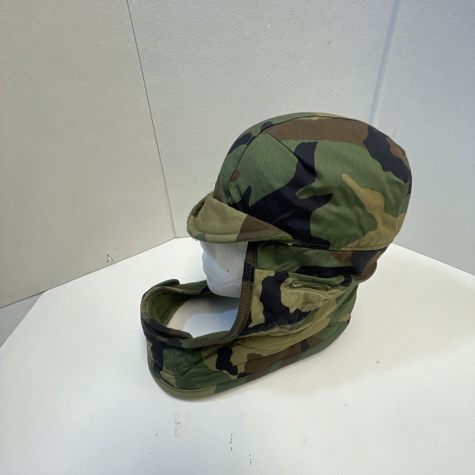 US Military Issue Pile Cap Cold Weather Hat Helmet Liner Woodland Camo Size 7