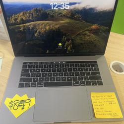 MacBook Pro 2019 15” Touch Bar Retina Intel 6 Core i7-9th Gen@ 2.6GHz,16gb Ram, 1TB SSD, Radeon Pro 555X 4GB Graphics. latest macOS Sonama. Microsoft 