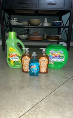 Gain Flings, Gain Fabric Softener, Softsoap Hand Soap, Gain Dish Soap