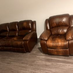Reclining Leather Couch 