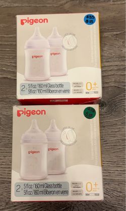 Brand new in box pigeon glass baby bottles (5 oz, 2 pack)