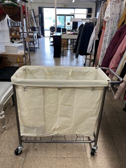 Songmic 52.8 Gallons (200 L) Laundry Basket w/ Wheels 3-Section Rolling Hamper - Cream White