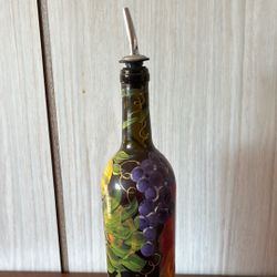 Olive Oil Bottle With Pour Spout Hand Painted 