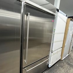 Kitchen Aid Stainless Steel Built In 36” Bottom Freezer Refrigerator 