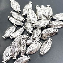 Sterling Decorative Oval Beads 13pc
