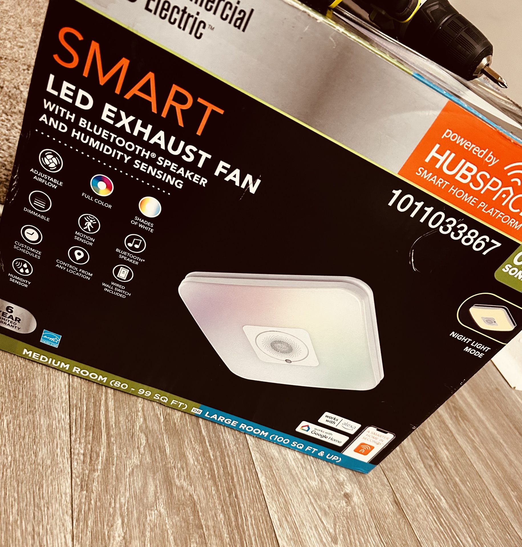 Smart Hub LED Exhaust Fan Blue Tooth Speaker
