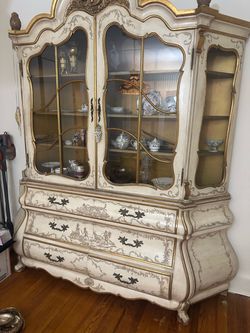 Antique French Rococo China Display Cabinet