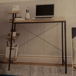 Never Opened, Side Storage Desk In Natural Wood Color