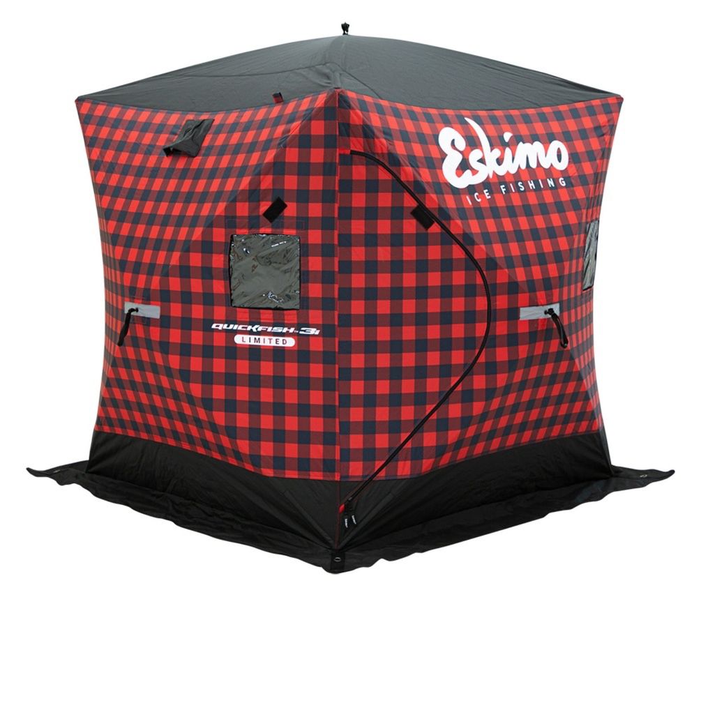 Eskimo QuickFish 3i Limited Edition, Pop-Up Portable Shelter, Insulated, Plaid, Three Person, 41445