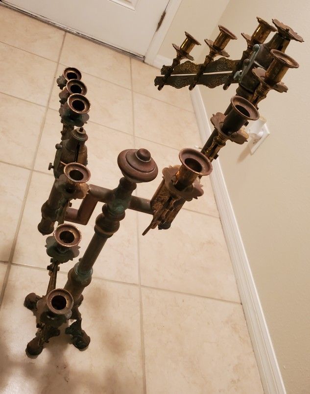 ANTIQUE BRASS CANDELABRA