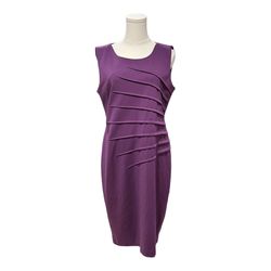 Calvin Klein Dress Womens 12 Sleeveless Sheath Pleated Purple