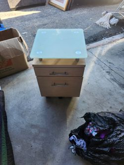 Ikea Cabinet With 2 Drawers And Glass Top