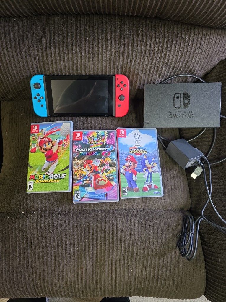 Nintendo Switch With 3 Games