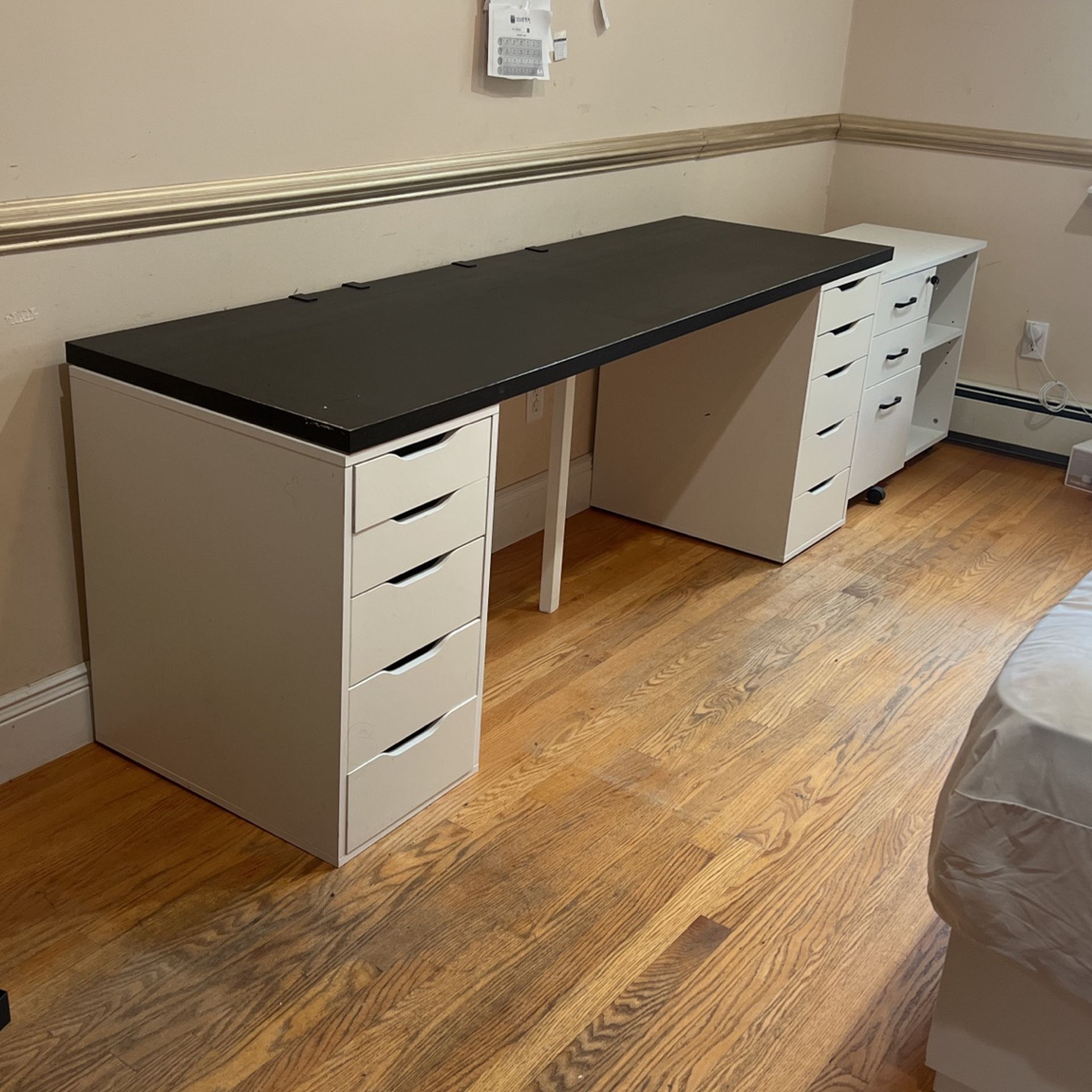 2 pieces IKEA Alex Computer Office Desk & File Filing Cabinet W Cable ...