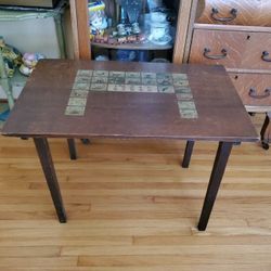 Antique/Vintage Foldable Wood Children's/Child Table With Numbers And Alphabet