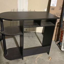 Computer Desk w/ Shelves – Black (Compact Workstation)