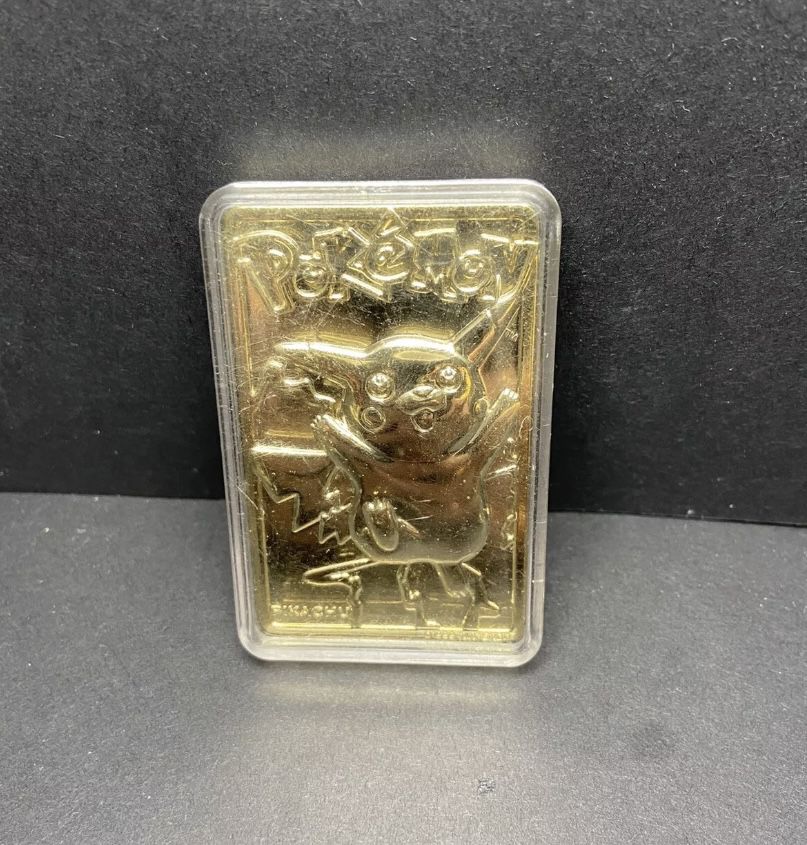 Pokemon PIKACHU Trading Card Bar 23K Gold Plated - Burger King 1999
