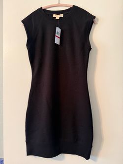 Michael Kors Black Logo Jacquard Sweater Dress Short Sleeve Mini Dress NWT
