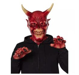 Spirit Halloween Devil With Hands Latex Mask Brand New With Tags