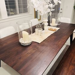 Crate and Barrel Dining Table (with chairs and bench)