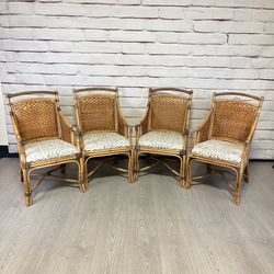Rattan Bamboo Chairs 4pc