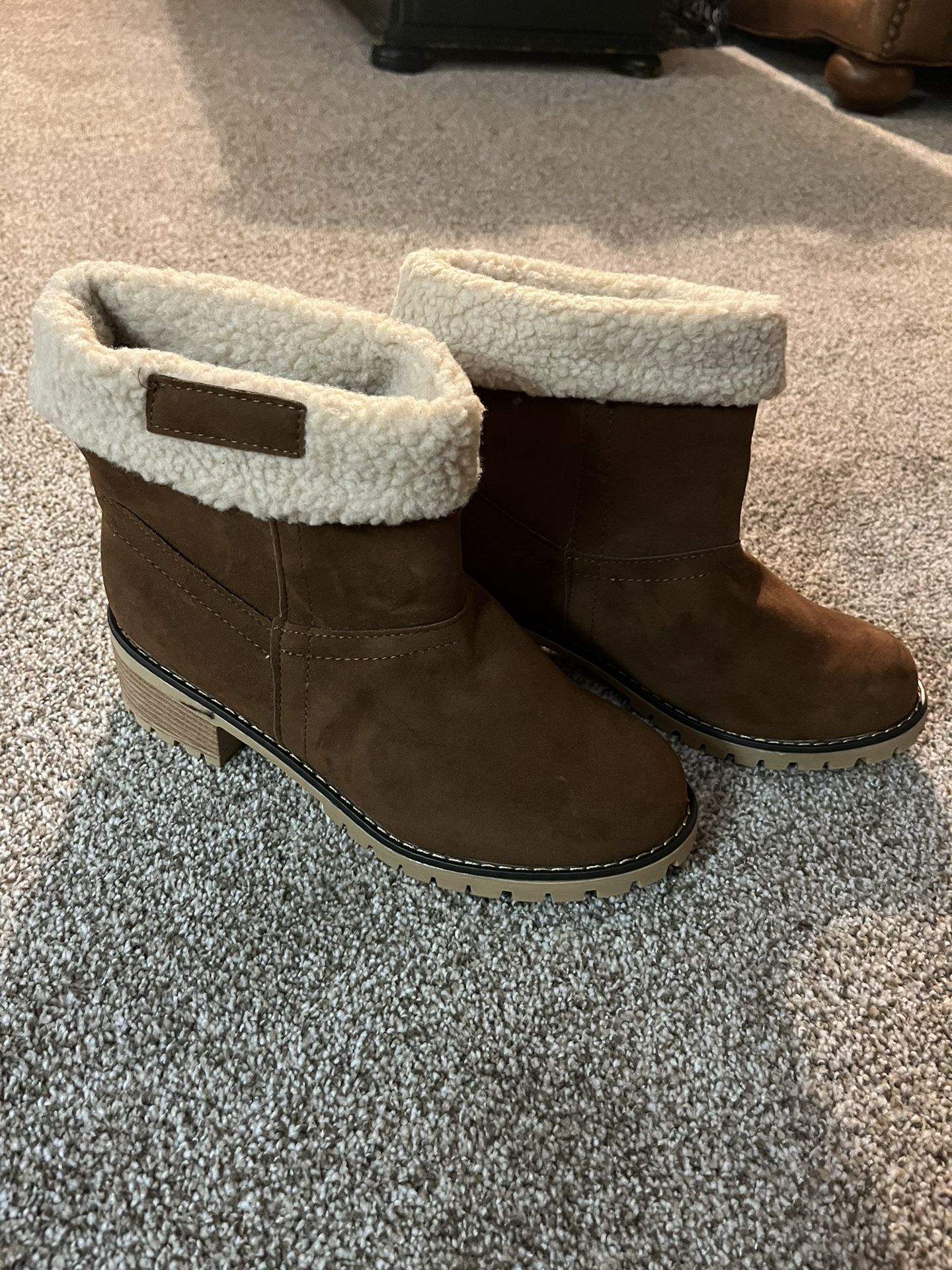 Brown boots size 10. Cuff them or pull up. Brand new never worn women’s boots.