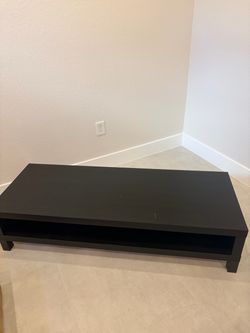 Black/ Dark Brown  Low-Profile TV Stand with Shelf