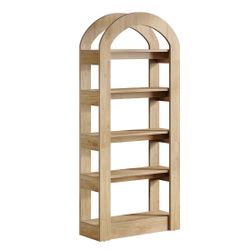 5-Tier Bookshelf, Wooden Bookcase Display Shelf w/ Arch-Shape