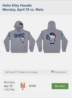 Dodgers Hello Kitty Hoodie Dodgers Jersey SGA 4/13/2026 SIZE XLarge NEW