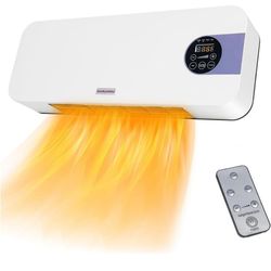 Wall Mounted Space Heater with Remote Timer ECO Mode Quick Heat for Bedroom