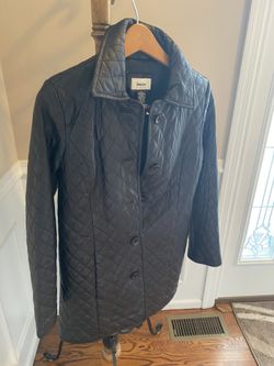 Neiman Marcus Black Quilted Leather Coat