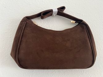BROWN SUED BOW SHOULDER BAG