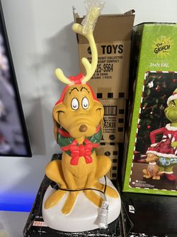 Christmas Lighted Blow Mold Outdoor Decor Grinch Max With Antler Dr. Seuss, 24in