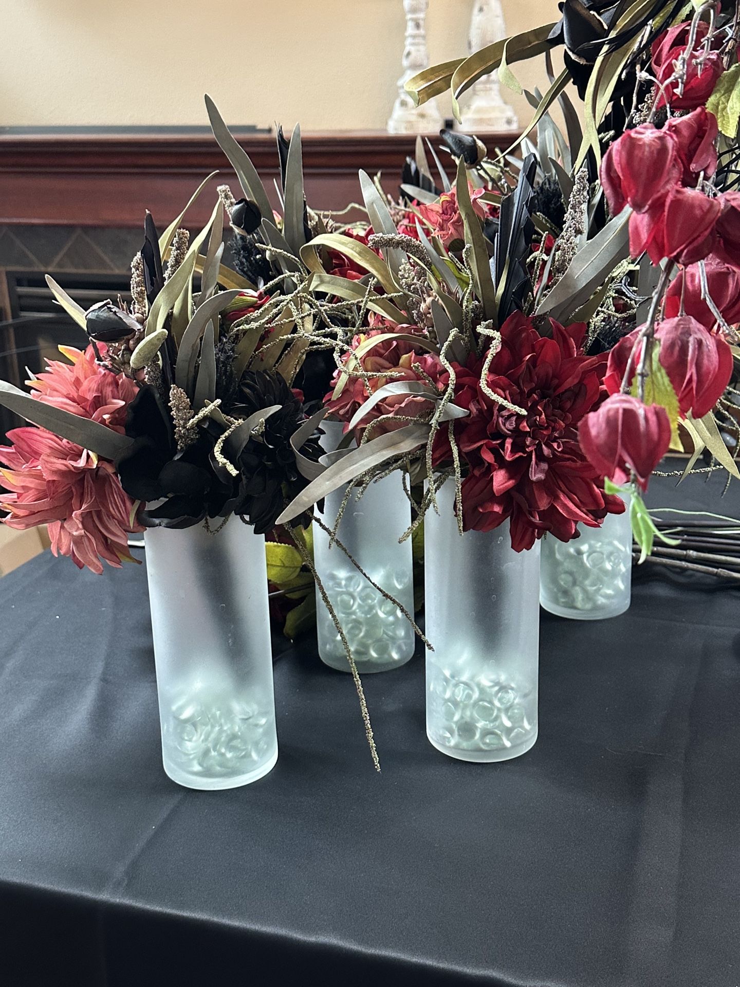 Wedding Flower Arrangement Set – 5 Bridesmaid Bouquets + Arch Swag + 6 Vases