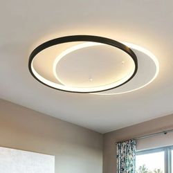 7481: New Modern LED Ceiling Light Fixture Black Semi Flush Mount Light with Remote Control 19.69" Hallway Light Fixtures Ceilings Mount Dimmable Ceil