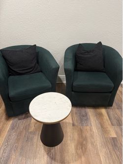 Set of 2 Modern Green Accent Chairs – Excellent Condition