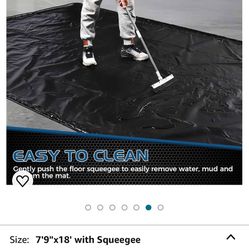 JDGG Waterproof Garage Floor Mat for Under Car, 7'9"x18' Heavy Duty Containment Mat with Free Floor Squeegee, Protects Garage Floor (2) Avail 50 Each