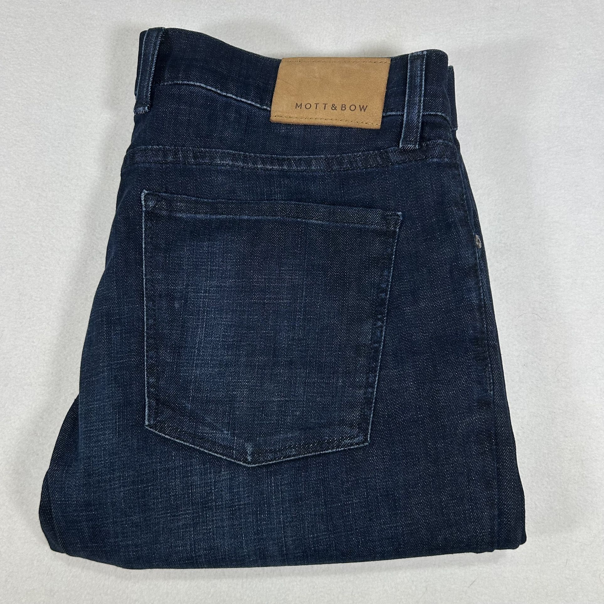 Mott & Bow Mens 35x32 Dark Blue Straight Mosco 5 Pocket Stretch Denim Jeans