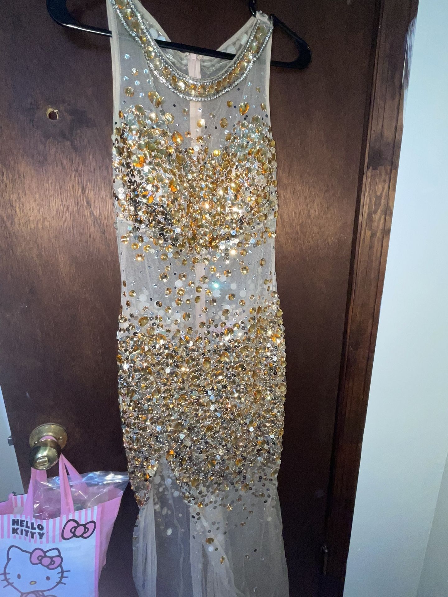 ✨ Gold Rhinestone Prom & Evening Gown ✨