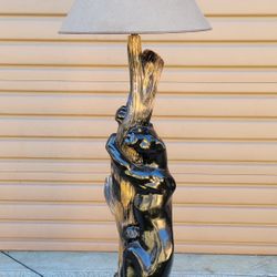 Huge Vintage 1980s/90s American Ceramic Black Panther Floor Lamp
