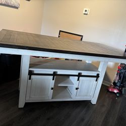 Farmhouse Rustic Pub Table With 4 Matching Chairs