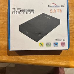 3.5" External Hard Drive Enclosure External Hard 5Gbps USB 3.0 to SATA Adapter Hard Disk Case W/2TB HDD